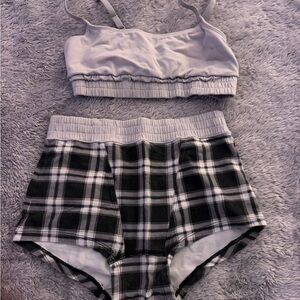 Black and White Plaid Sleepwear Set